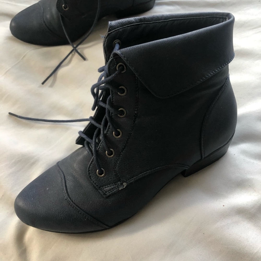 Blue lace up booties size 6